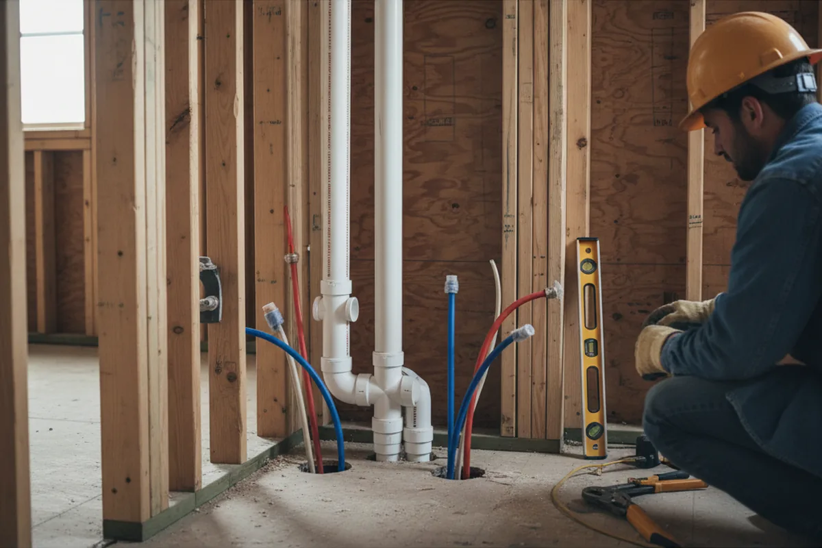 Drain and supply rough-in during Garbage Disposal Repair in Kings Park